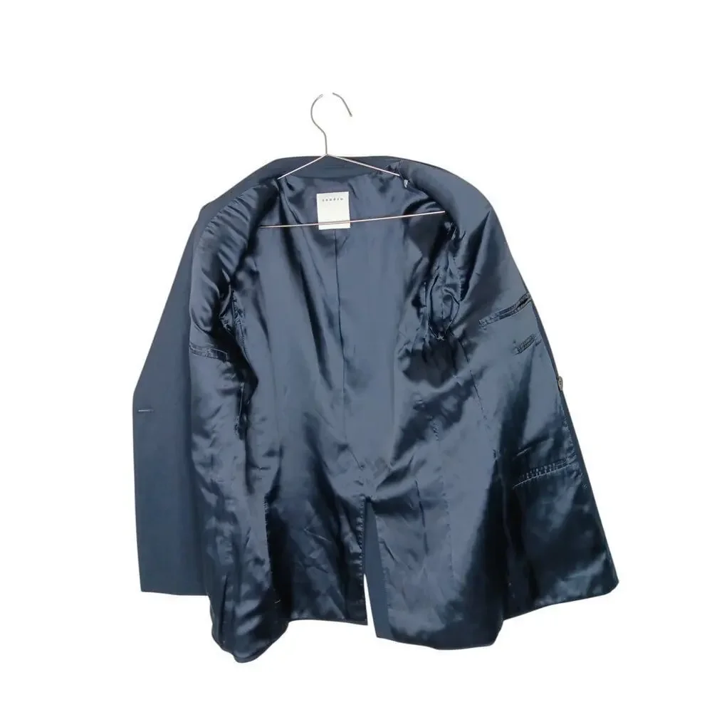Sandro Paris Blazer Jacket FR 48 US 38 Navy Wool Double Breasted Mens Oversized